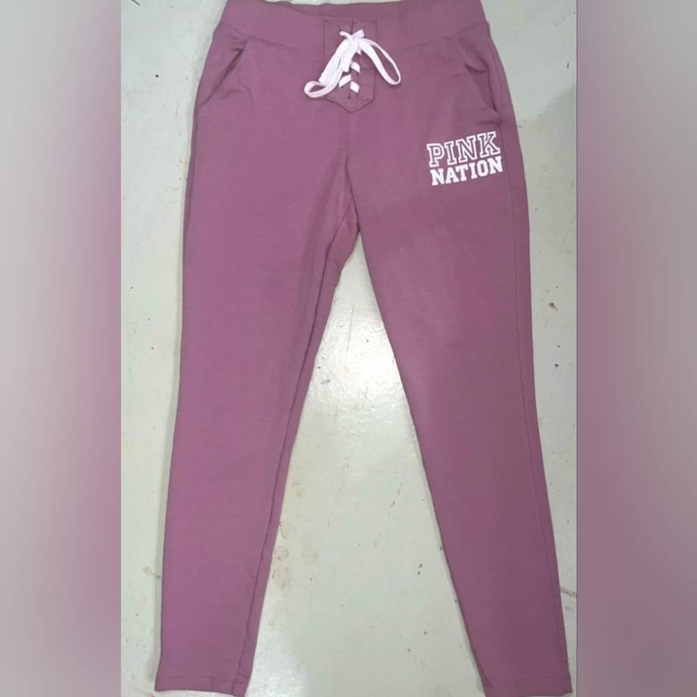 Victoria Secret PINK Drawstring Logo Sweatpants Mauve Pink Size Small
